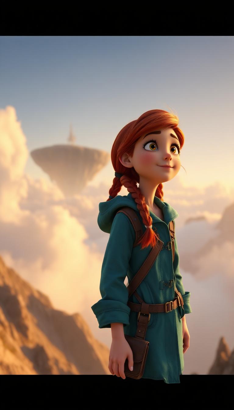 Generated story frame showing the same character on location